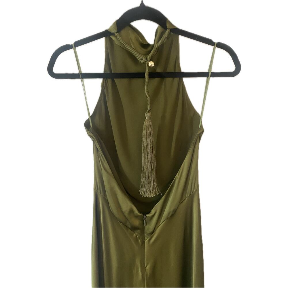 Reformation Olive Green Satin Halter Maxi Dress - Picture 12 of 12